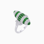 Art Deco Inspired Calibré-Cut Gemstone Barrel Cocktail Ring - Shahin Jewelry